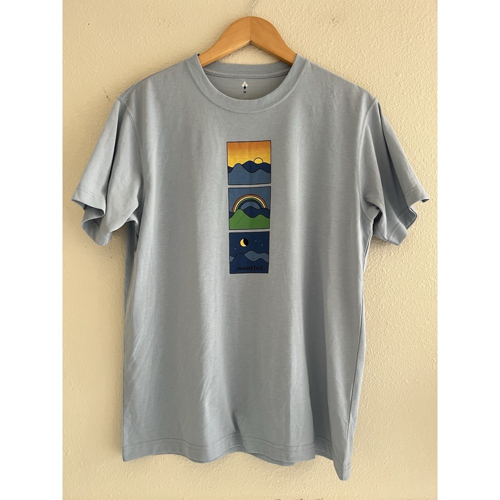 Mont Bell Wickron T- Shirt Women's A Day in the Mountains Light Blue Outdoors